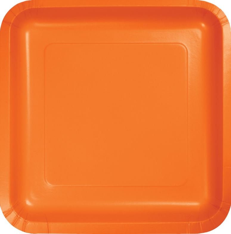 Sunkissed Orange Square Lunch Plates Paper 18cm - party supplies australia