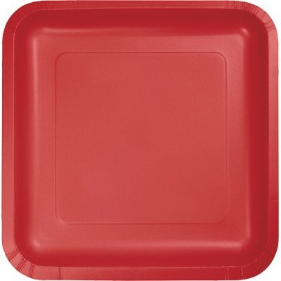 Classic Red Square Lunch Plates Paper 18cm - party supplies australia