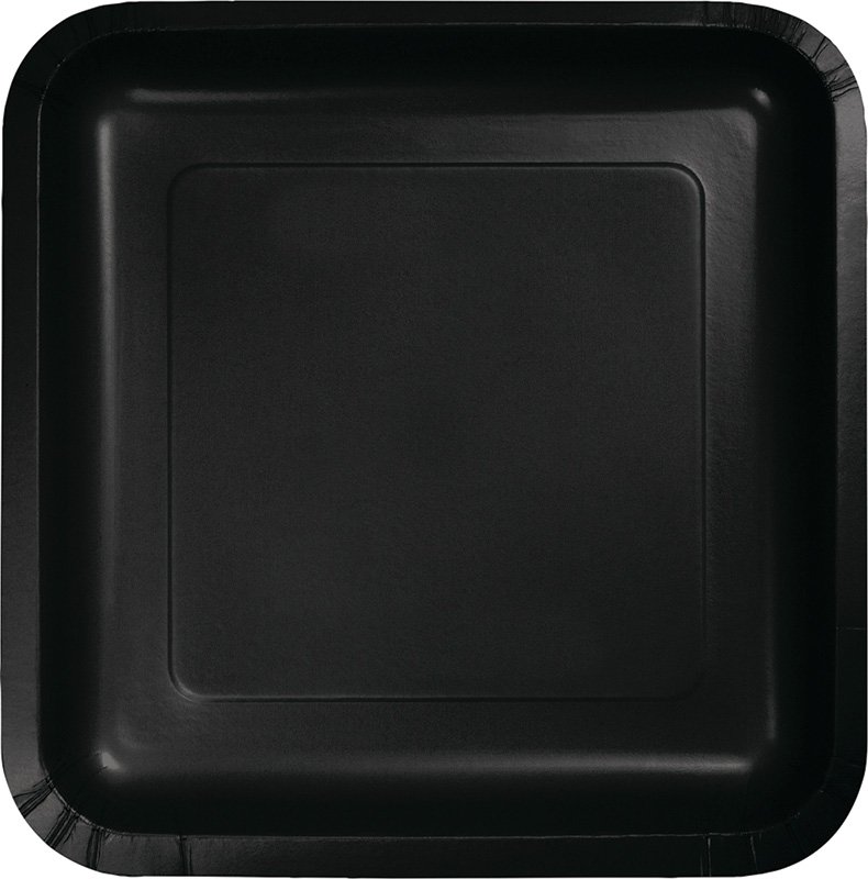 Black Velvet Square Dinner Plates Paper 23cm - party supplies australia