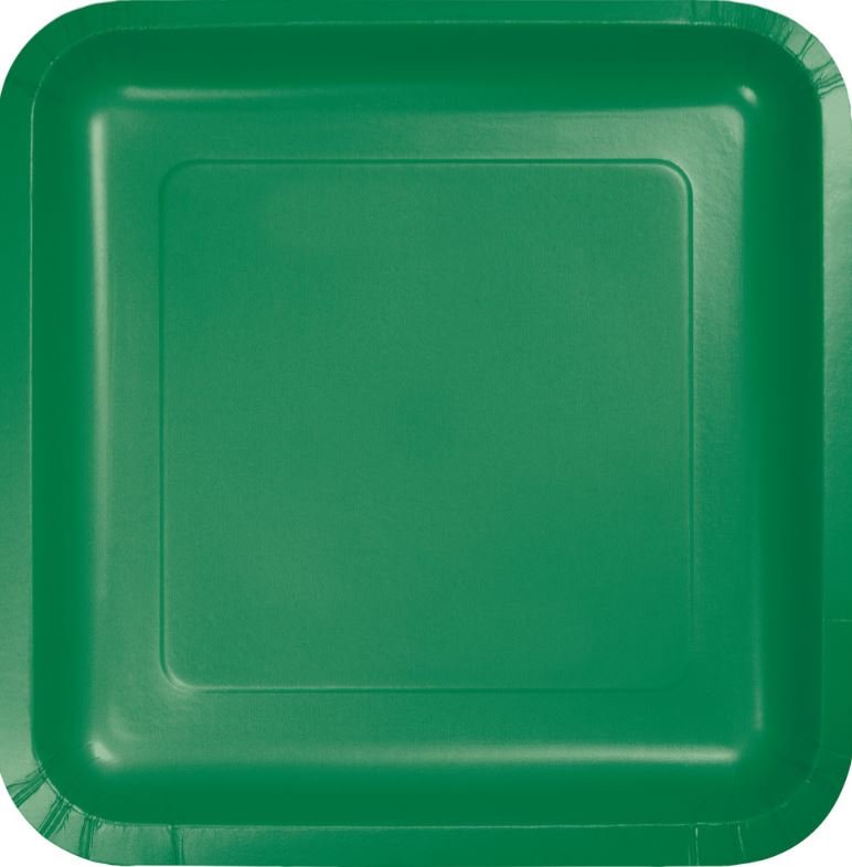 Emerald Green Square Dinner Plates Paper 23cm - party supplies australia