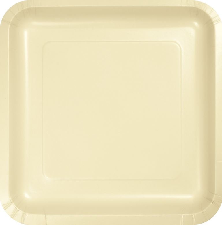 Ivory Square Dinner Plates Paper 23cm - party supplies australia