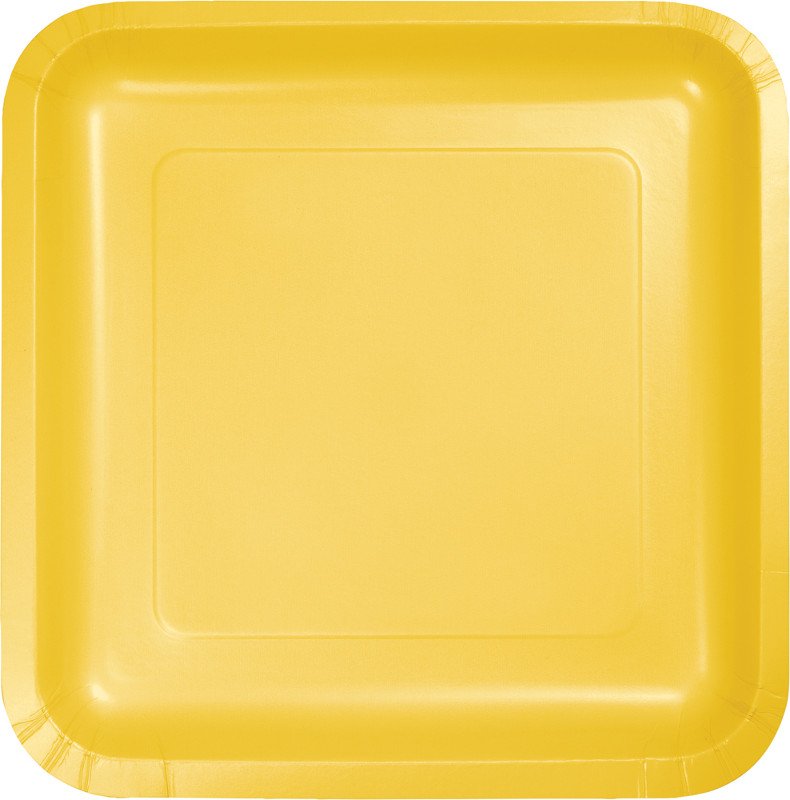 School Bus Yellow Square Dinner Plates Paper 23cm - party supplies australia