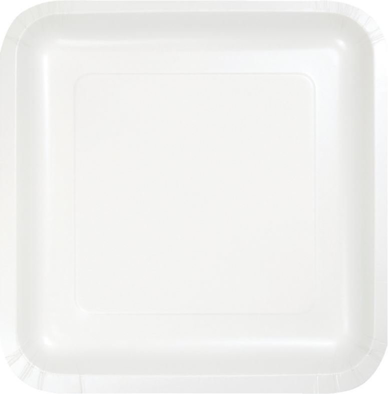 White Square Dinner Plates Paper 23cm - party supplies australia