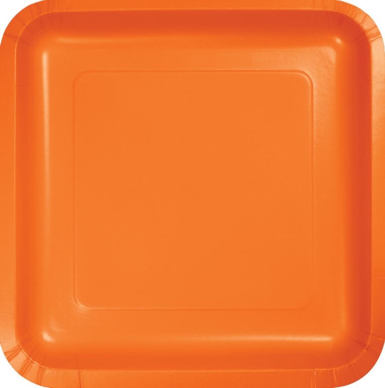 Sunkissed Orange Square Dinner Plates Paper 23cm - party supplies australia