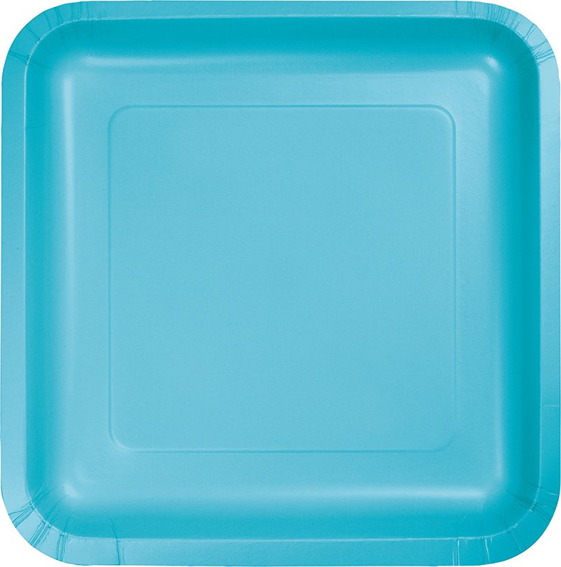 Bermuda Blue Square Dinner Plates Paper 23cm - party supplies australia