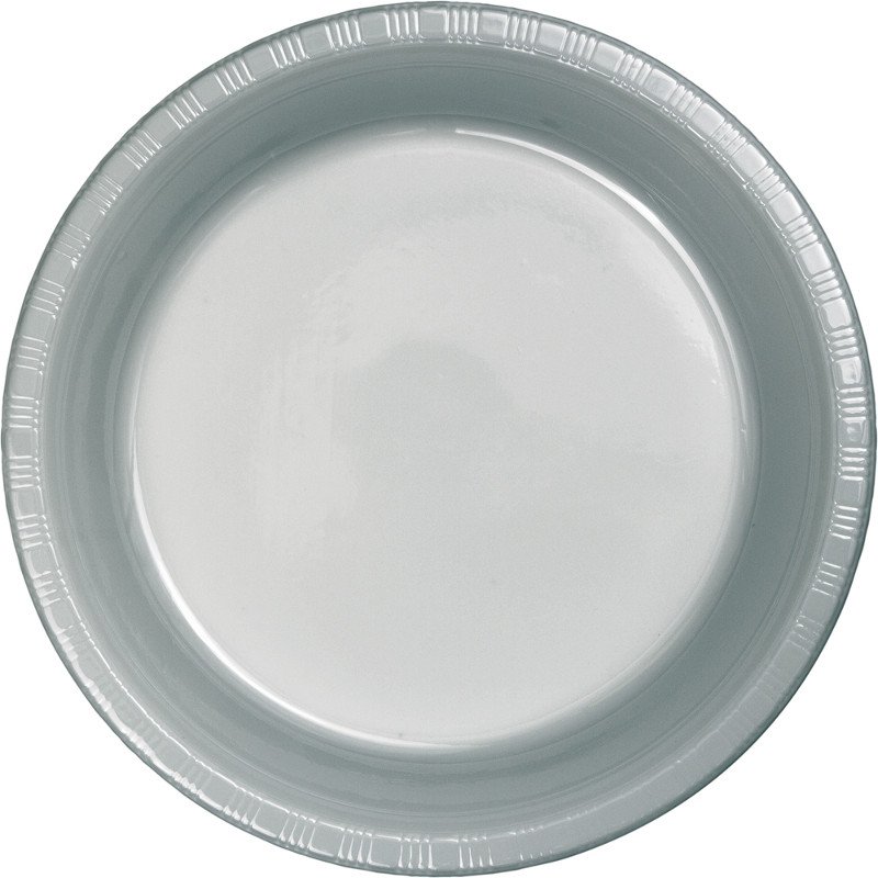 Shimmering Silver Dinner Plates Paper 23cm - party supplies australia
