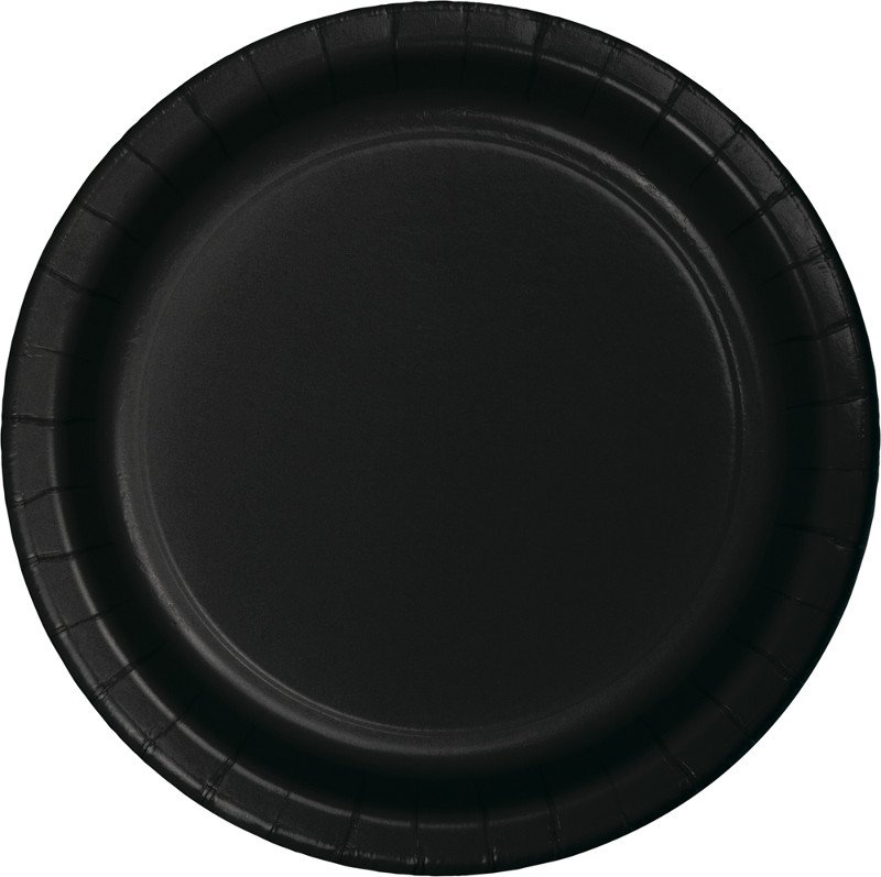 Black Velvet Dinner Plates Paper 23cm - party supplies australia