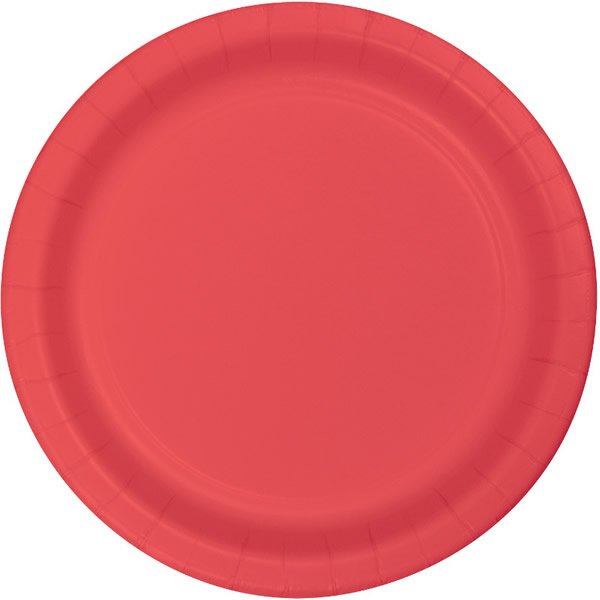 Coral Dinner Plates Paper 23cm - party supplies australia