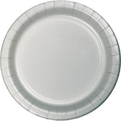 Shimmering Silver Banquet Plates Paper 26cm - party supplies australia