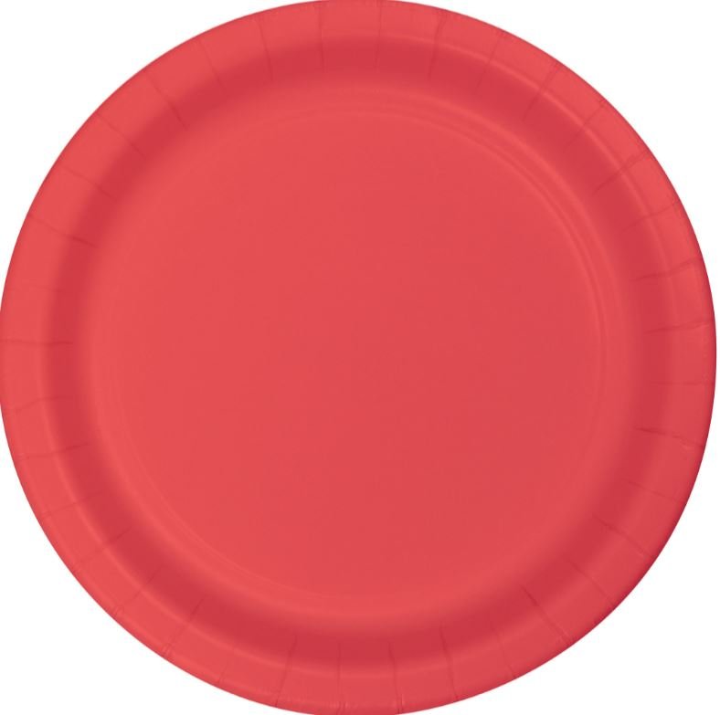 Coral Banquet Plates Paper 26cm - party supplies australia