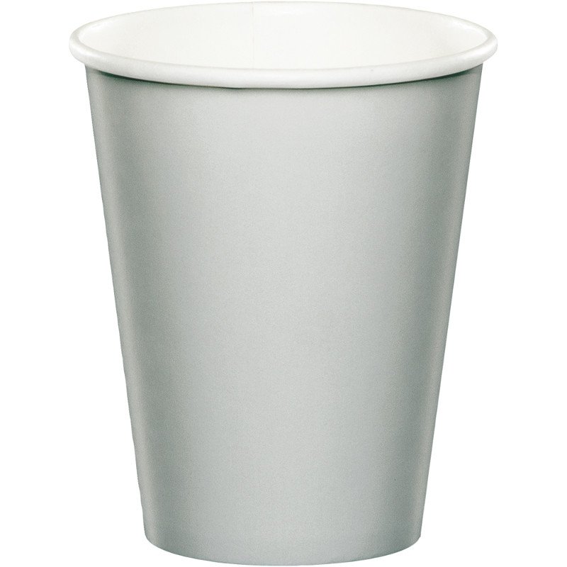 Shimmering Silver Cups Paper 266ml - party supplies australia