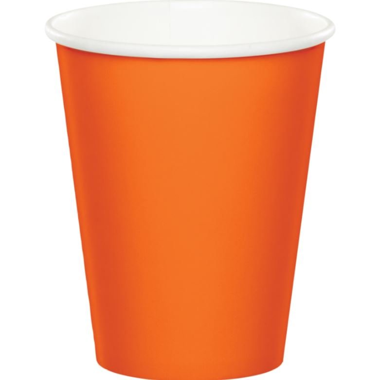 Sunkissed Orange Cups Paper 266ml - party supplies australia