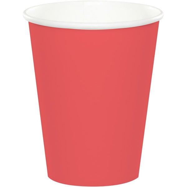 Coral Cups Paper 266ml - party supplies australia