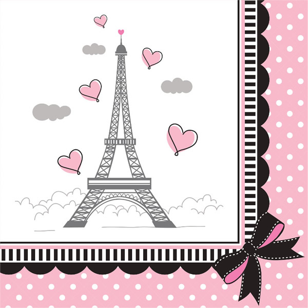 Party In Paris Beverage Napkins - party supplies australia