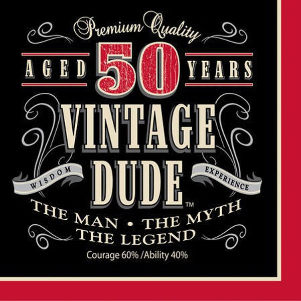 Vintage Dude 50th Birthday Lunch Napkins - party supplies australia