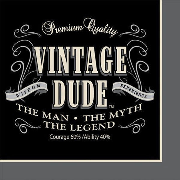 Vintage Dude Lunch Napkins - party supplies australia