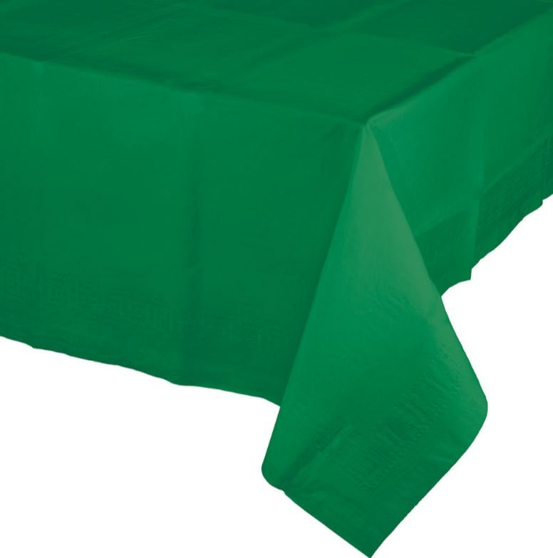 Emerald Green Tablecover Tissue & Plastic Back 137cm x 274cm - party supplies australia