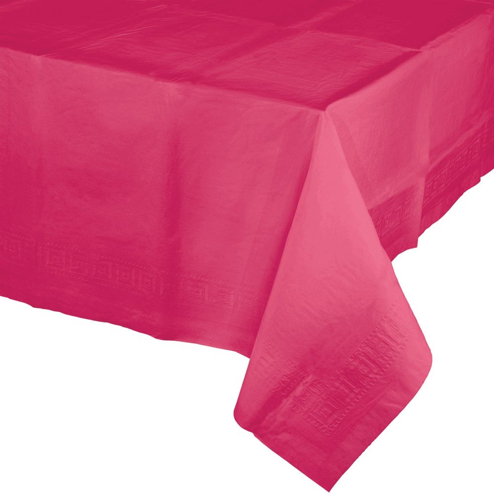Hot Magenta Tablecover Tissue & Plastic Back 137cm x 274cm - party supplies australia