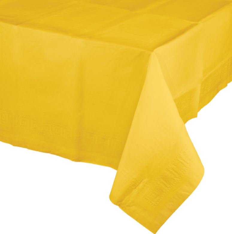 School Bus Yellow Tablecover Tissue & Plastic Back 137cm x 274cm - party supplies australia
