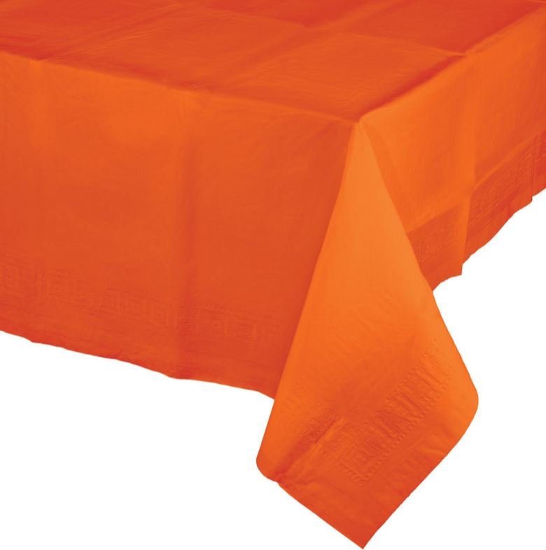 Sunkissed Orange Tablecover Tissue & Plastic Back 137cm x 274cm - party supplies australia