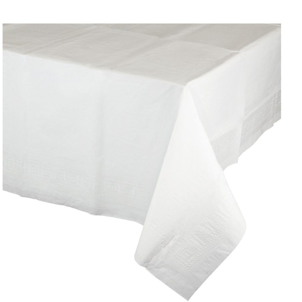 White Tablecover Tissue & Plastic Back 137cm x 274cm - party supplies australia