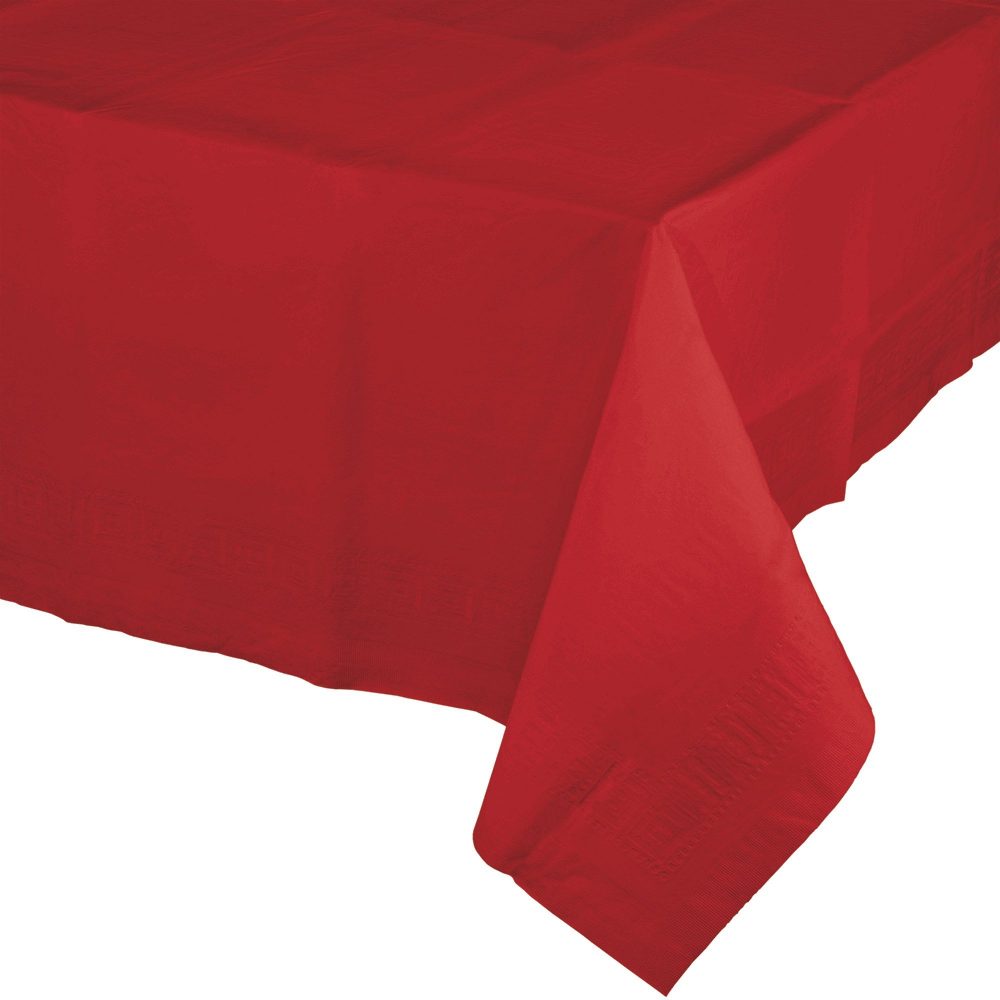 Classic Red Tablecover Tissue & Plastic Back 137cm x 274cm - party supplies australia