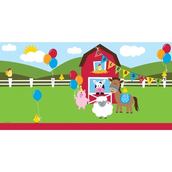 Farmhouse Fun Tablecover Border Print 137cm x 274cm - party supplies australia