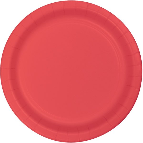 Coral Lunch Plates Paper 18cm - party supplies australia