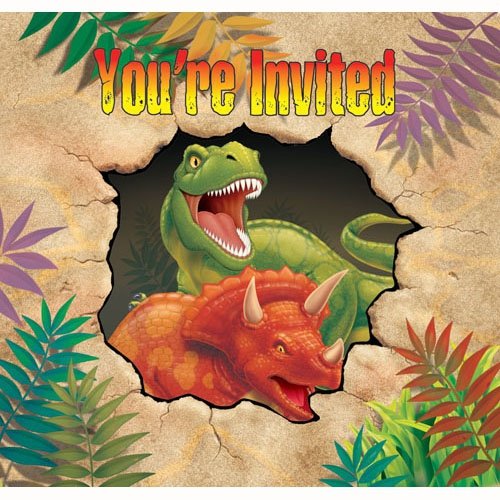 Dino Blast Invitations Gatefold 10cm x 15cm - party supplies australia