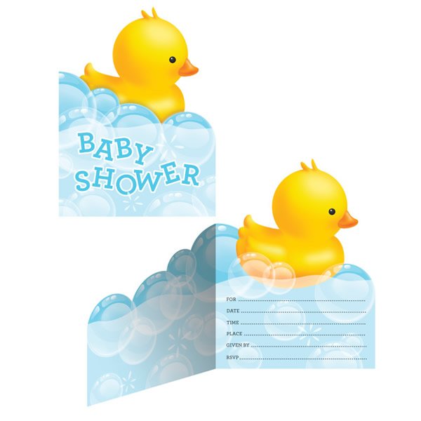 Bubble Bath Baby Shower Invitations Foldover Style 15cm x 11cm - party supplies australia