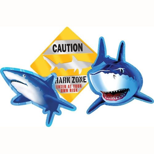 Shark Splash Cutouts Assorted Designs 33cm - party supplies australia