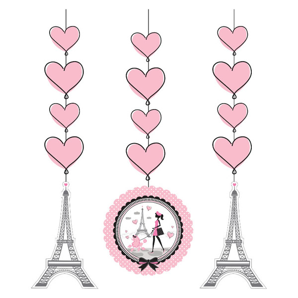 Party in Paris Hanging String Cutouts 91cm - party supplies australia