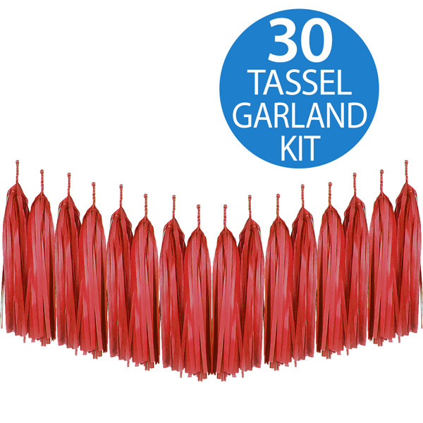 Tassel Garland Tissue Paper Red - party supplies australia
