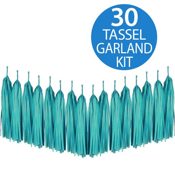 Tassel Garland Tissue Paper Teal Green - party supplies australia