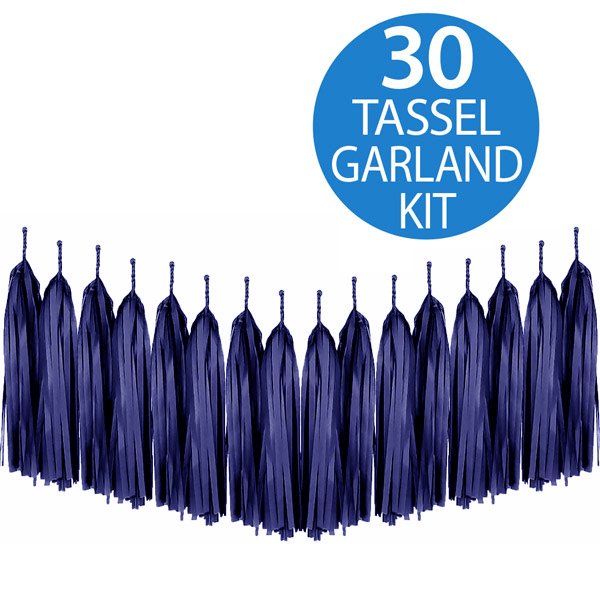 Tassel Garland Tissue Paper Dark Navy Blue - party supplies australia
