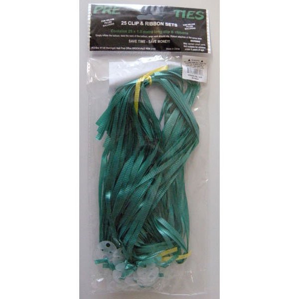 Pre-Tied Ribbons Green with Round Clips - party supplies australia