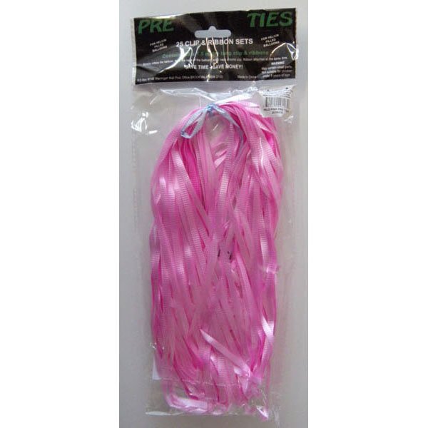 Pre-Tied Ribbons Pink with Round Clips - party supplies australia