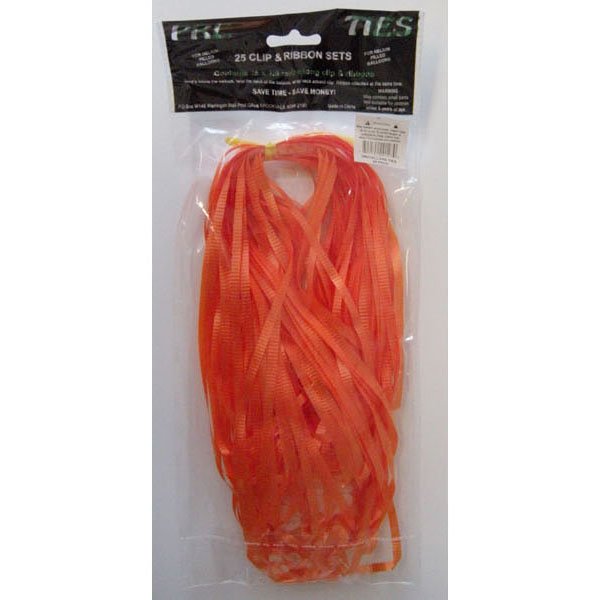 Pre-Tied Ribbons Orange with Round Clips - party supplies australia