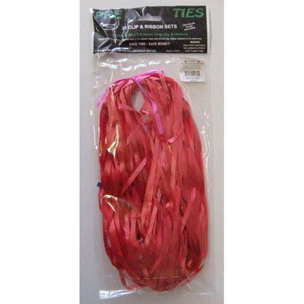 Pre-Tied Ribbons Red with Round Clips - party supplies australia
